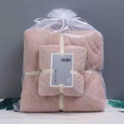 珊瑚绒毛巾+浴巾蕾丝袋子套巾礼品
