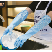加长加绒束口防水厨房耐用加厚胶皮乳胶橡胶洗碗手套
