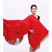 高档中国红加宽羊绒围巾（包邮）
